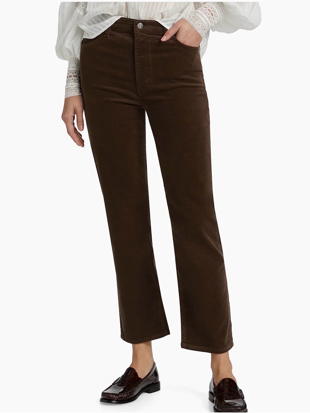 NWT Frame Le Sleek Straight Corduroy In Bitter Chocolate Size 25/0